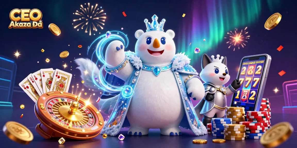 CEO Akaza Đậu leads an engaging online casino scene with vibrant characters and dynamic gaming elements.
