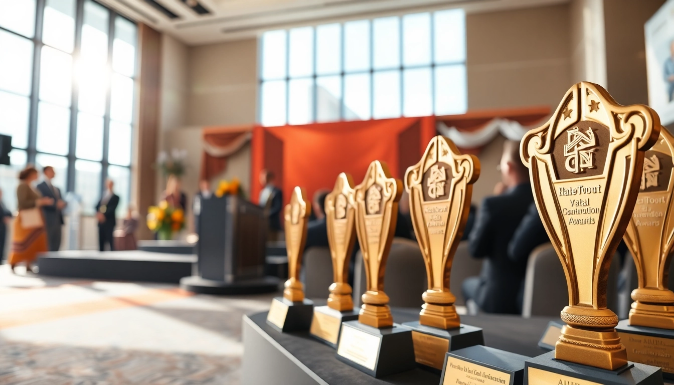 Celebration of construction awards in a prestigious venue highlighting industry excellence.