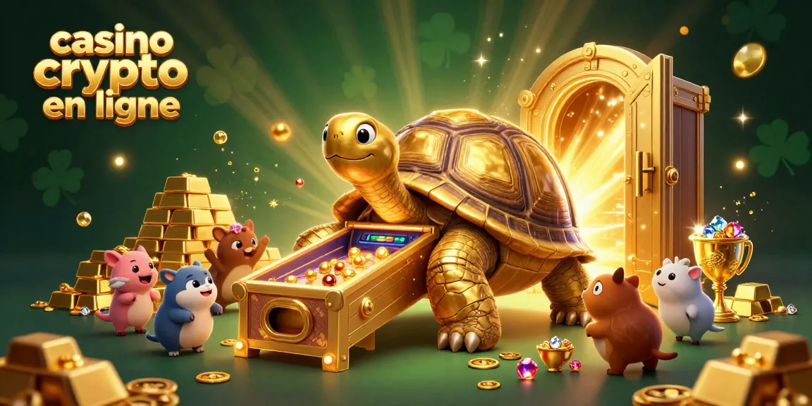 Jouez au casino crypto en ligne avec des tortues dorées au pinball dans un univers scintillant.
