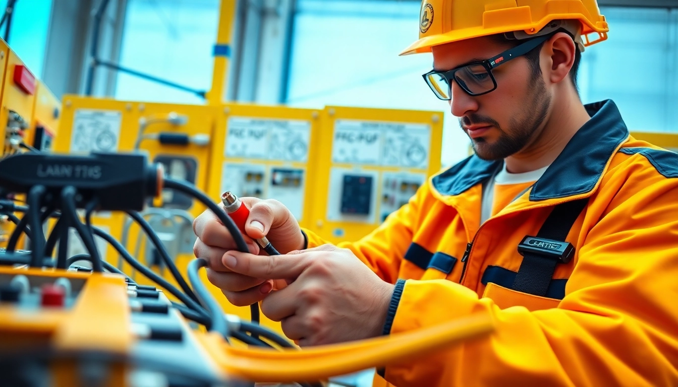 Engaged electrician demonstrating skills during an electrical apprenticeship training.