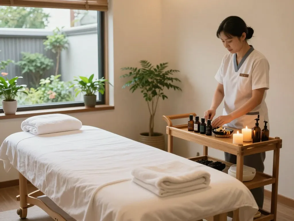 Experience 신사동마사지 in a serene spa setting with aromatic candles and soothing ambiance.