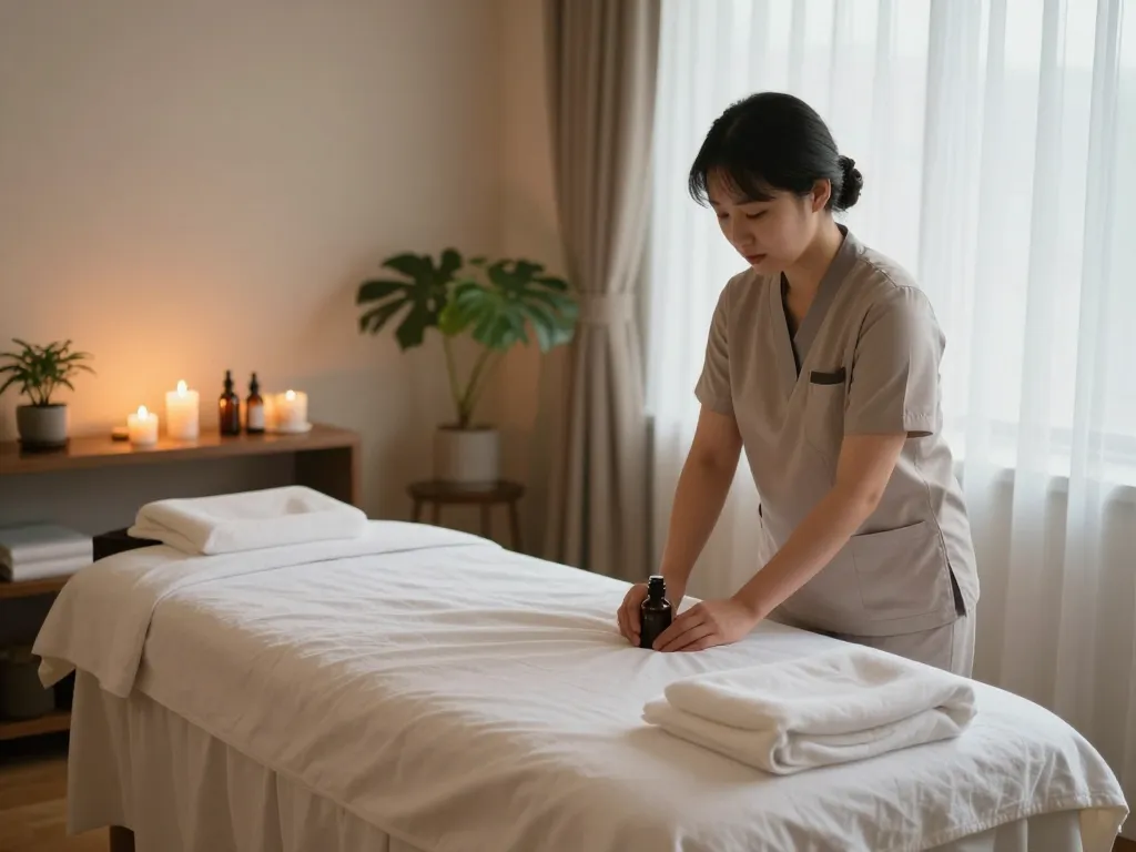Relaxing massage therapy room for 역삼동마사지 with soothing ambiance and calming elements.