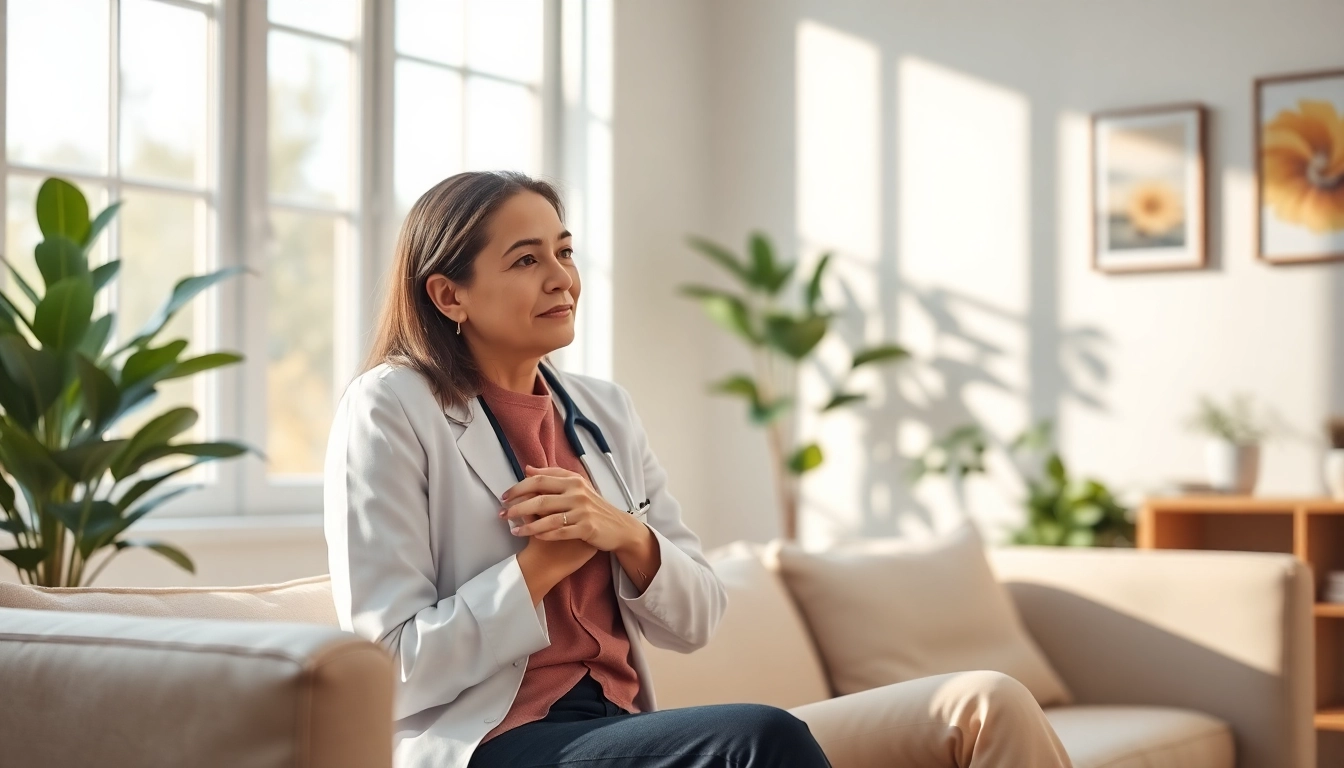 Anxiety symptoms reflected in a mental health session atmosphere with a comforting counselor.