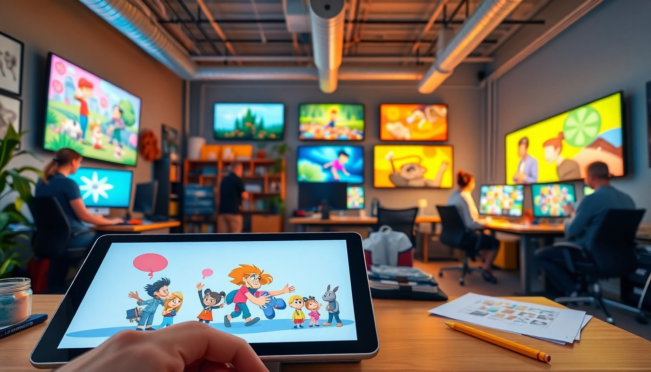 Animation Studio Berlin zeigt kreative Künstler, die an einzigartigen Projekten arbeiten.