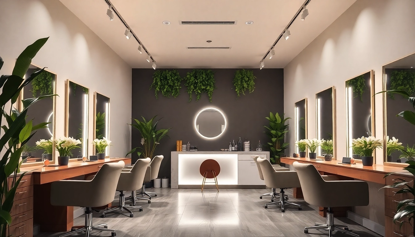 Salon coafor Bucuresti showcasing elegant styling stations and a welcoming atmosphere.