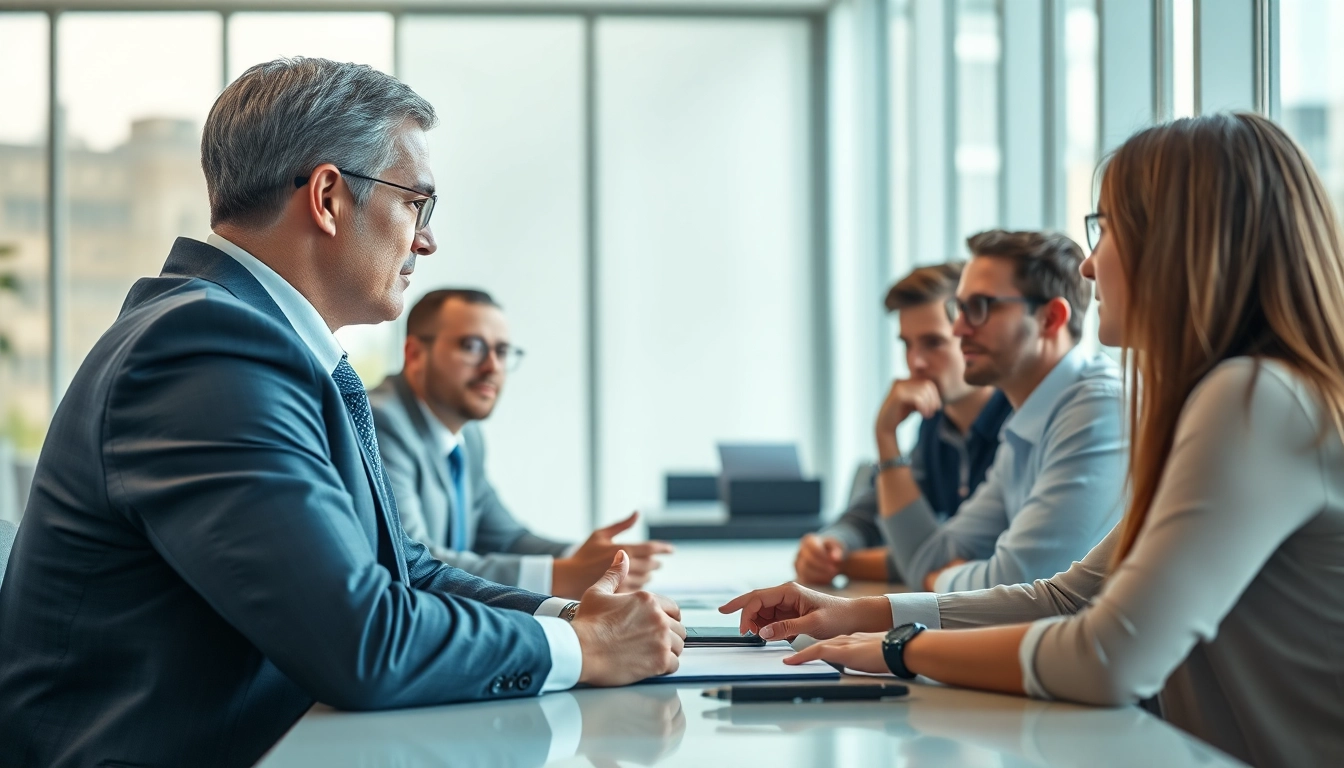 Clearwater truck accident attorney provides guidance to clients in a modern office setting.