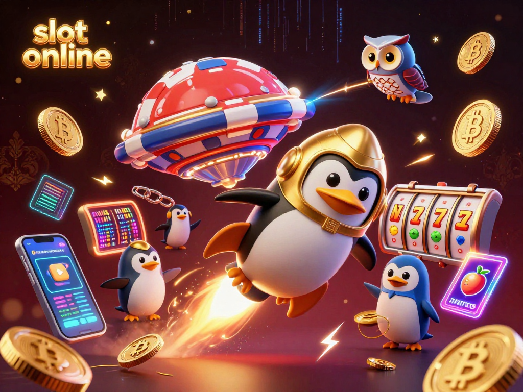 Experience the thrill of slot online games with our vibrant 3D casino illustration.