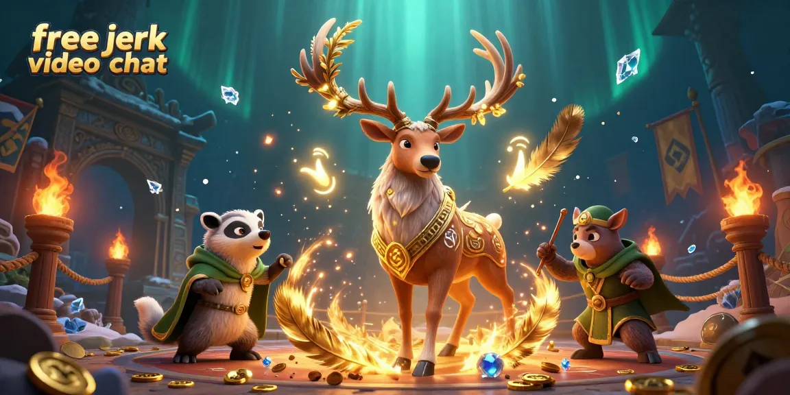 Experience the thrill of free jerk video chat with a dynamic scene of engaging characters and playful gambling elements.