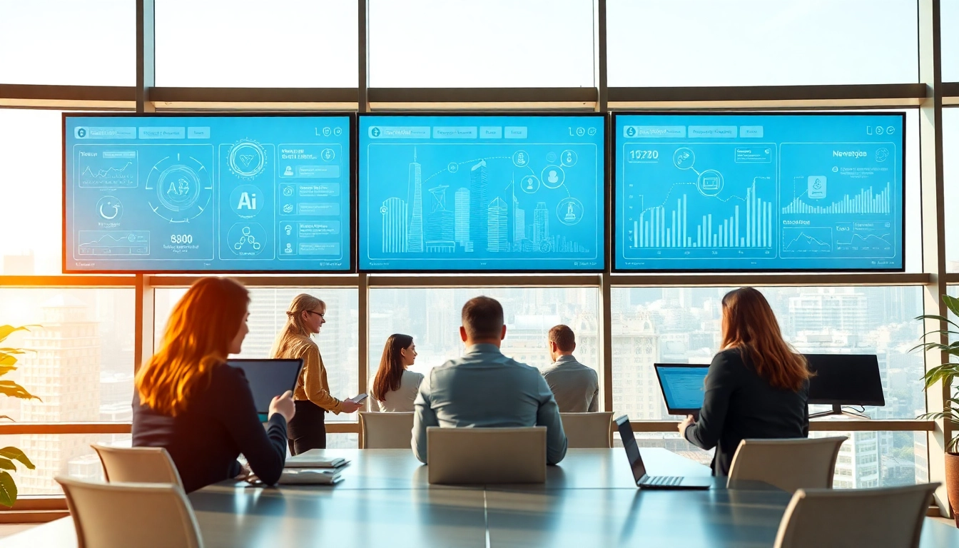 Team collaborating using enterprise assistant software to boost productivity and efficiency in a modern office.