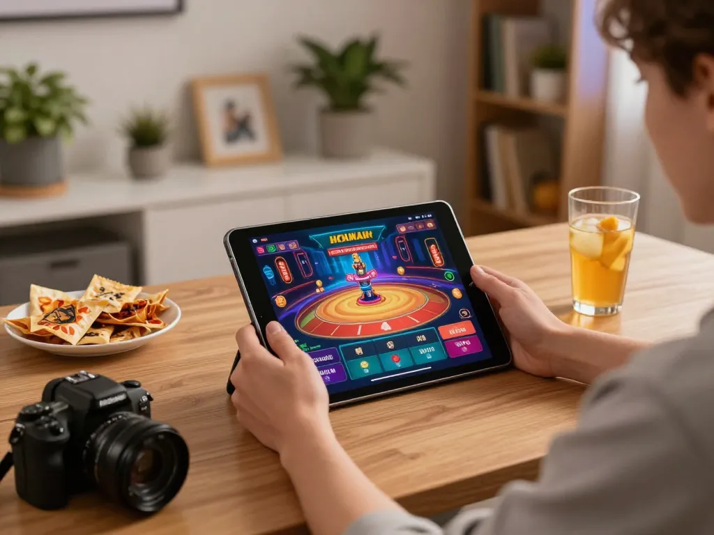 Experience top quality widgets while playing casino games at home, showcasing vibrant gaming setup and engaging design