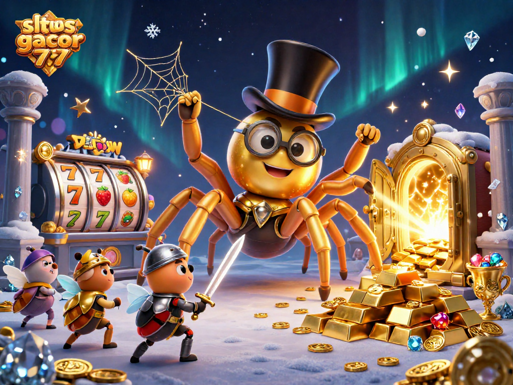 Experience thrills at situs slot gacor 777 with vibrant scenes of 3D characters among spinning slot reels.