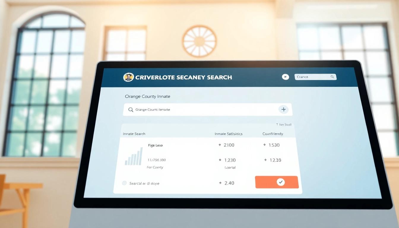 Visual interface of an Orange County inmate search tool showcasing live data and user-friendly features.