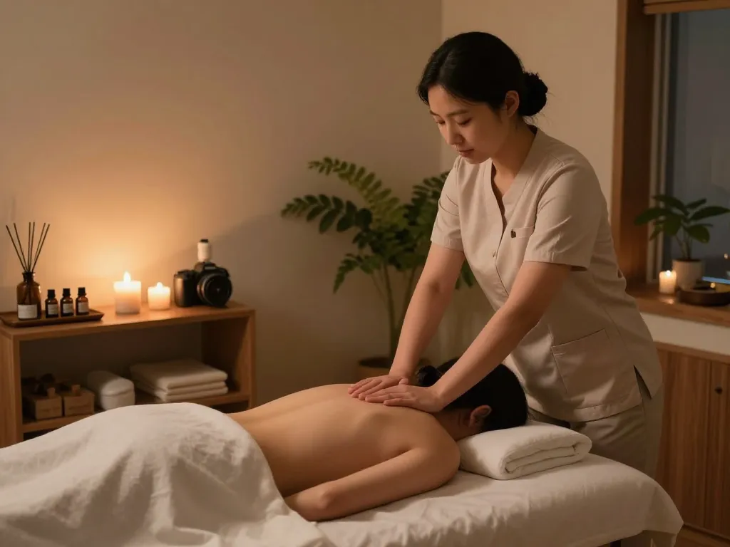 편안한 분위기 조명과 자연 요소가 어우러진 평화로운 웰니스 센터에서 릴렉싱한 논현동마사지를 경험하세요.
