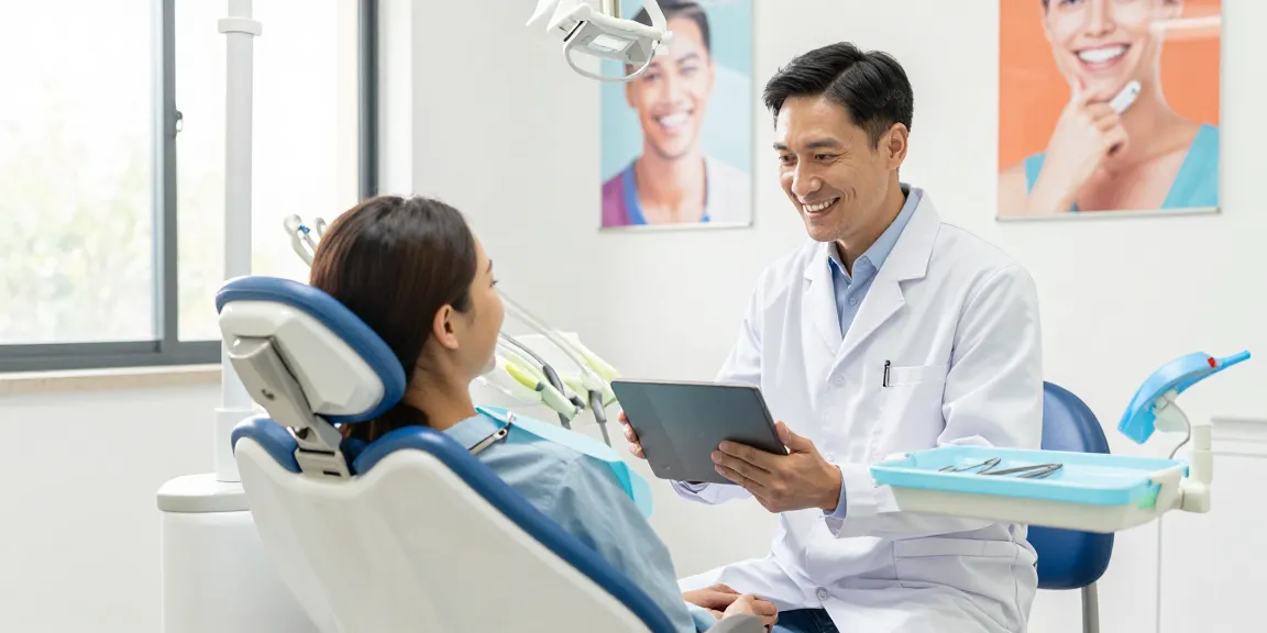 Patient consultation with a dentist, discover more here about finding top dental care.