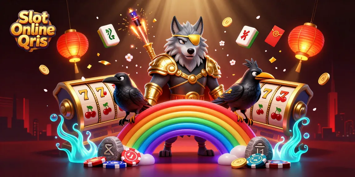 Experience the thrill of Slot Online Qris with vibrant casino elements and engaging Norse mythology characters.