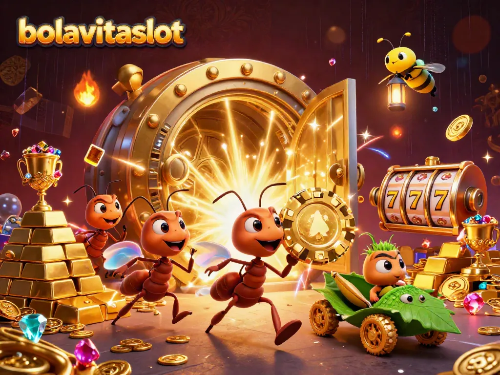 Experience the energetic heist of bolavitaslot with a cartoon team of ants and dazzling treasure.