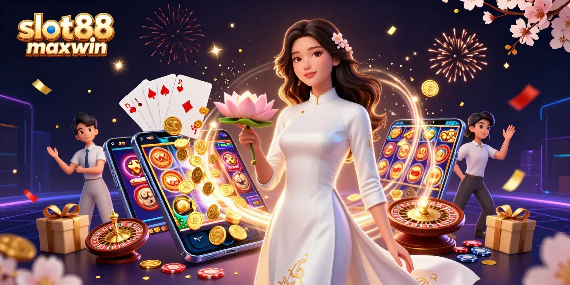 Rasakan sensasi slot88 maxwin dengan elemen kasino yang hidup menampilkan karakter elegan dan permainan yang cerah.