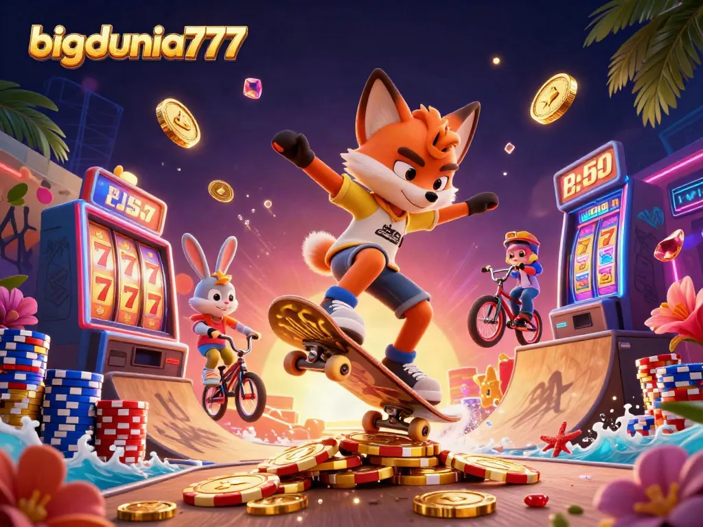 Experience thrilling action as bigdunia777 players spin for jackpots with vibrant slot reels and dynamic characters.
