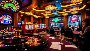 Experience thrilling gambling action with U 888 at an upscale casino, featuring roulette and poker excitement.