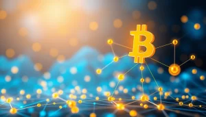 Comprendre bitcoin à travers une infographie dynamique et moderne, illustrant le réseau de la cryptomonnaie.