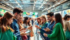 Engaged users exploring products on https://buyingst.com in a vibrant digital marketplace.