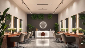 Salon coafor Bucuresti showcasing elegant styling stations and a welcoming atmosphere.