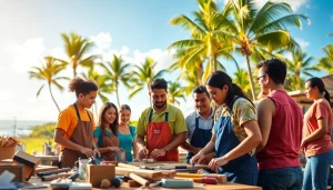 Students participating in hands-on training at hawaii trade schools, fostering collaboration and skill-building.