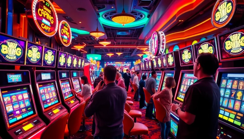 Manfaat bermain slot depo 1k di kasino dengan mesin menyala dan pemain bersemangat.