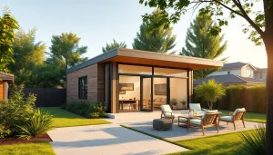 Canton Attached ADU showcasing modern architecture and lush landscaping.