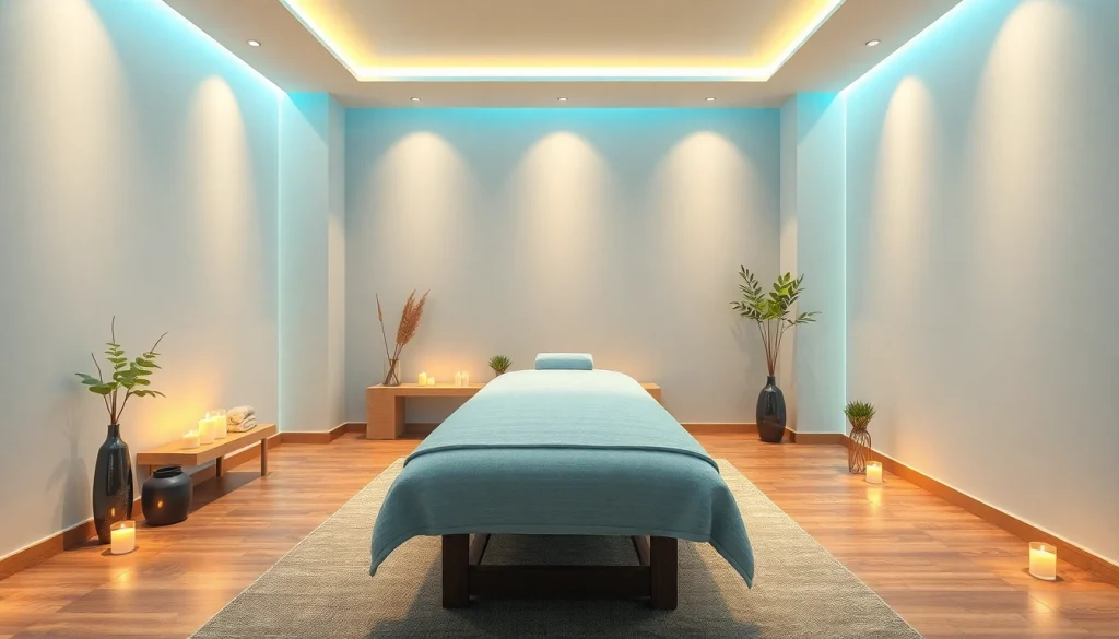 편안한 요소가 어우러진 프리미엄 인천마사지 분위기를 보여주는 휴식 마사지 치료실.